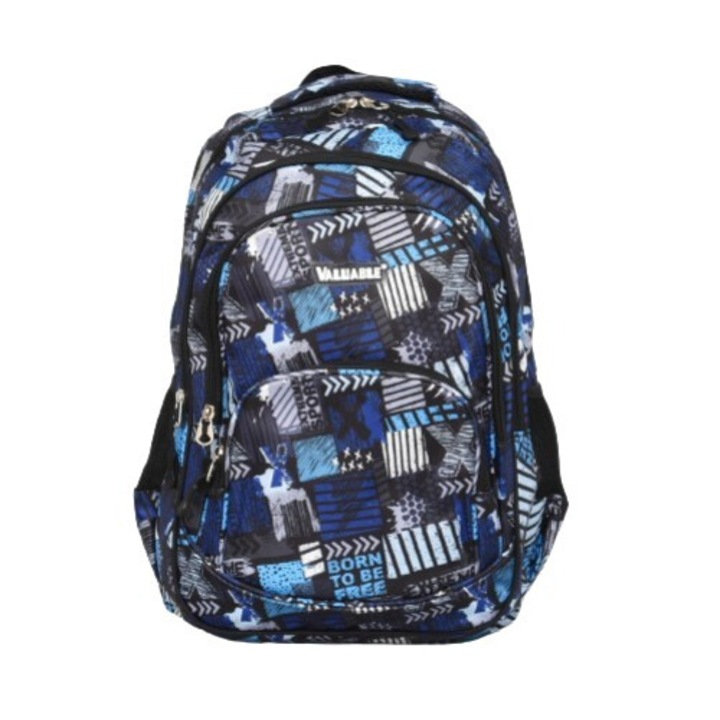 Iskolai hátizsák 1808-1, 32/45/17 cm, Kék/szürke