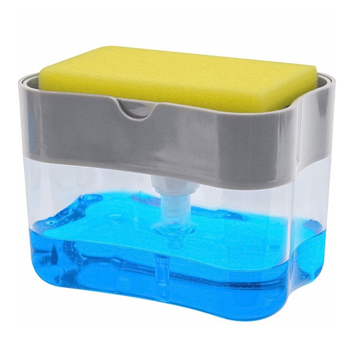 Mosogatószer-adagoló automata, szürke, 14x14x10,5cm