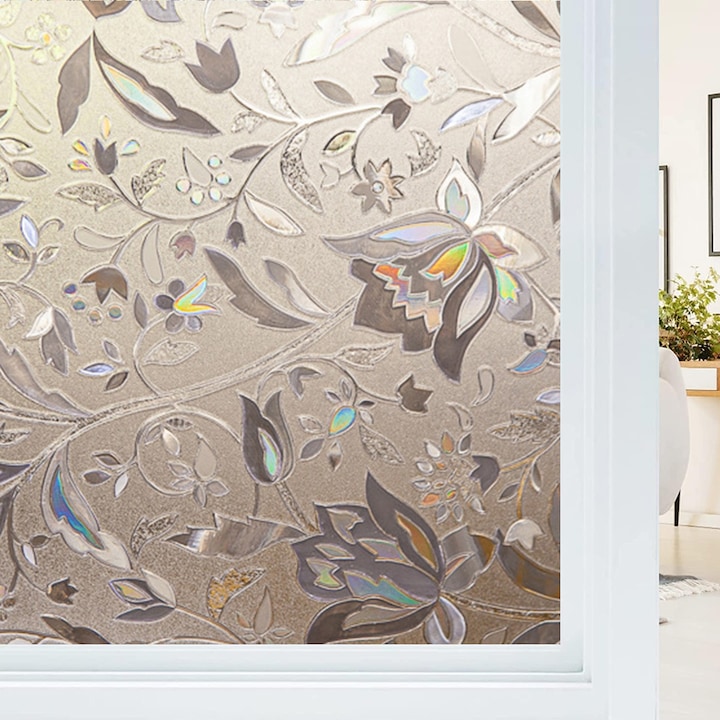 Folie decorativa pentru fereastra, PVC, 45 x 300 cm, transparent