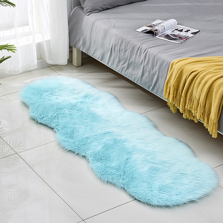 Akrilszálas szőnyeg, aszimmetrikus forma, 60x160x3cm, kék