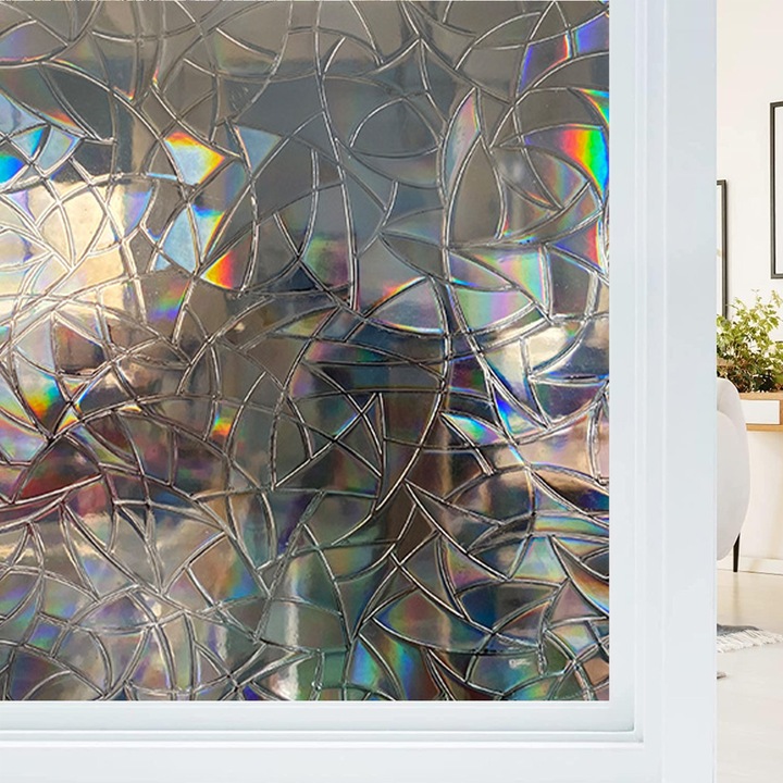 PVC fólia ablakra, szabálytalan mintával, átlátszó, 60x100cm, fürdőszobába