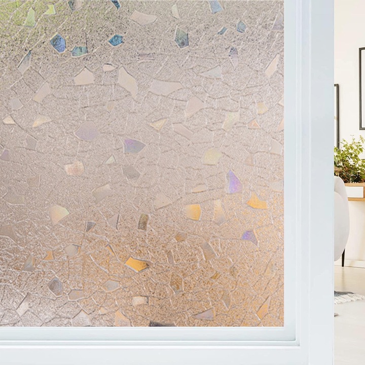 PVC fólia ablakra, szabálytalan mintával, átlátszó, 60x100cm, fürdőszobába