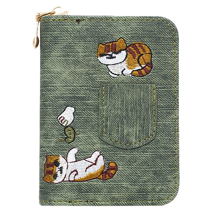 Портфейл за карти, еко кожа, 11x7.5x2., зелен, Зелен, 11 x 7.5 x 2.5cm