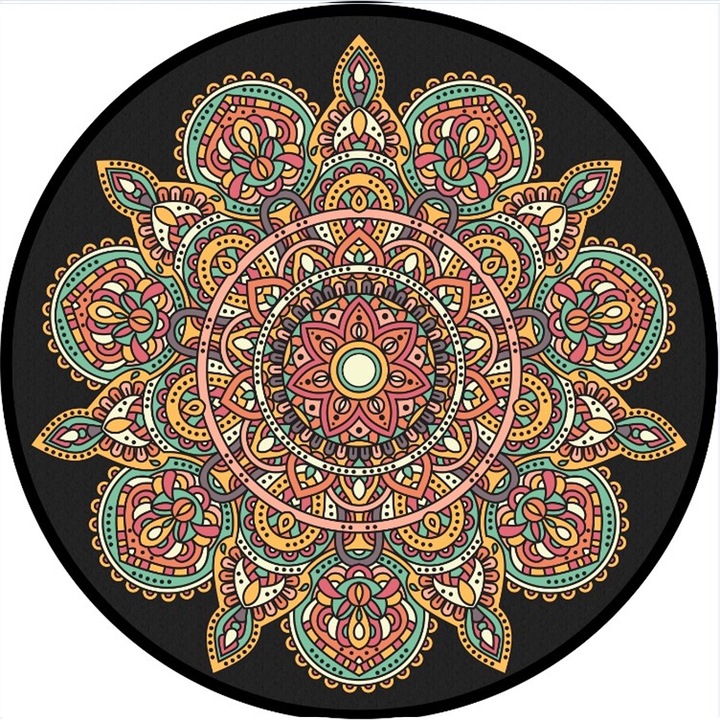 Covor rotund, catifea cristal, antiderapant, 120x120x1cm