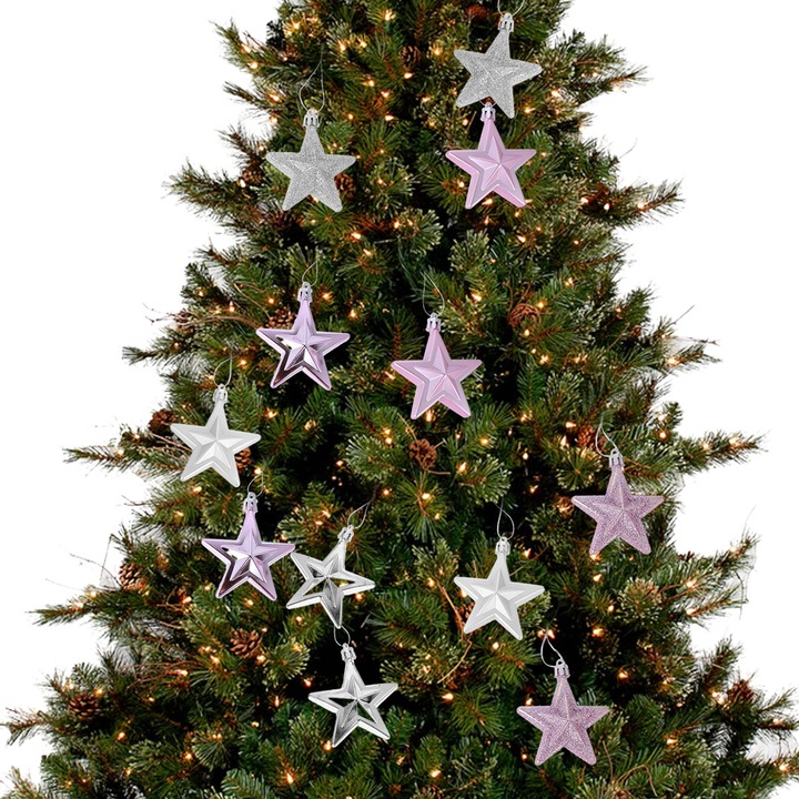 Set 12 accesorii pentru petrecere, stele de Craciun