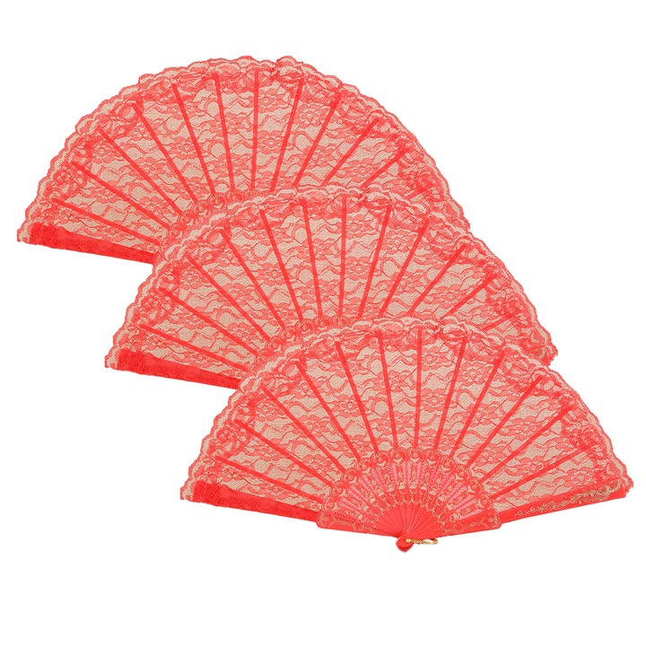 Комплект от 2 винтидж ветрила с дантела, бяло, черно, червено