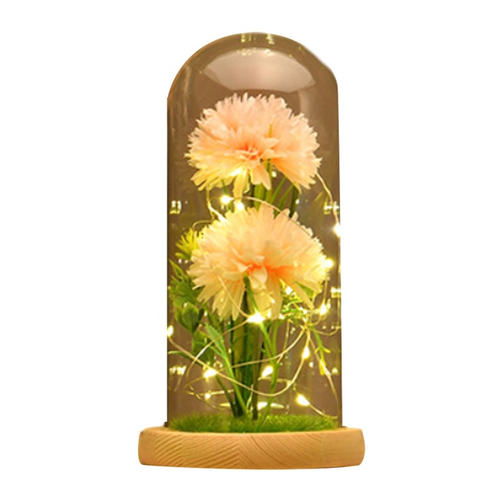 Flori artificiale, Galaxy, trandafir portocalie, iluminat, set