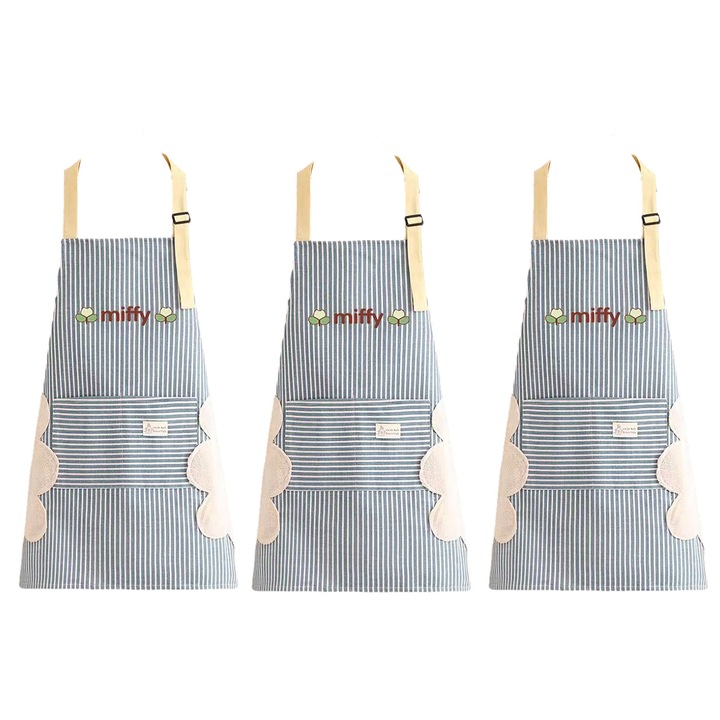 Set 3 sorturi de bucatarie, PVC impermeabil, ajustabile, multicolor, 75x80cm