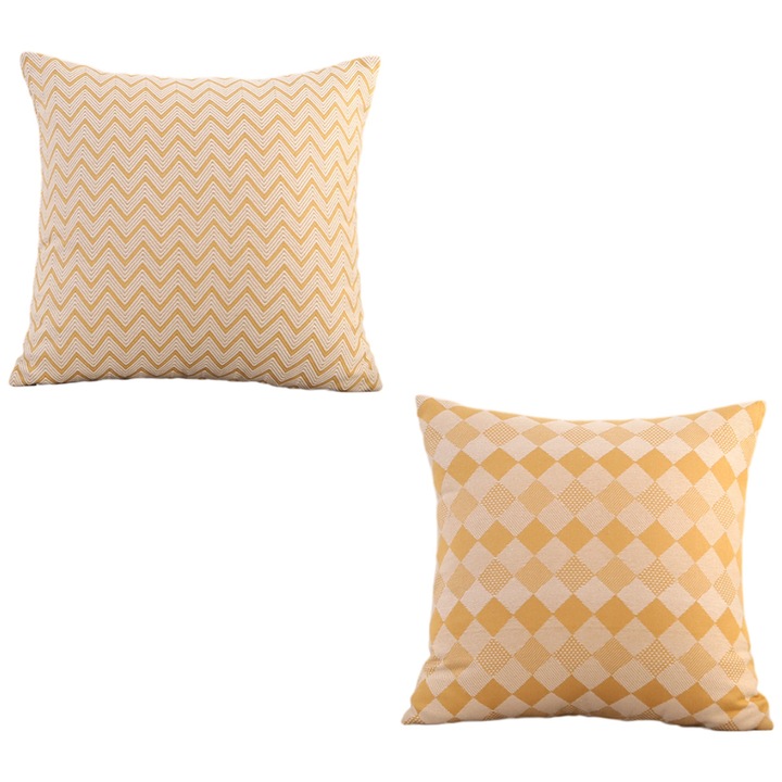 Set 2 fete perna HERUSI, minimalist, poliester, alb, 45x45cm