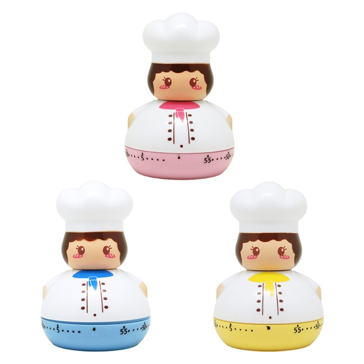 Set 3 ceasuri de bucatarie, ABS, Multicolor, 9.5 x 6.5 cm