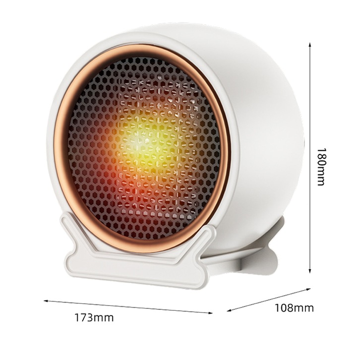 Hordozható légfűtő, PTC kerámia, túlmelegedés elleni védelem, fehér, 18x17,3x10,8cm
