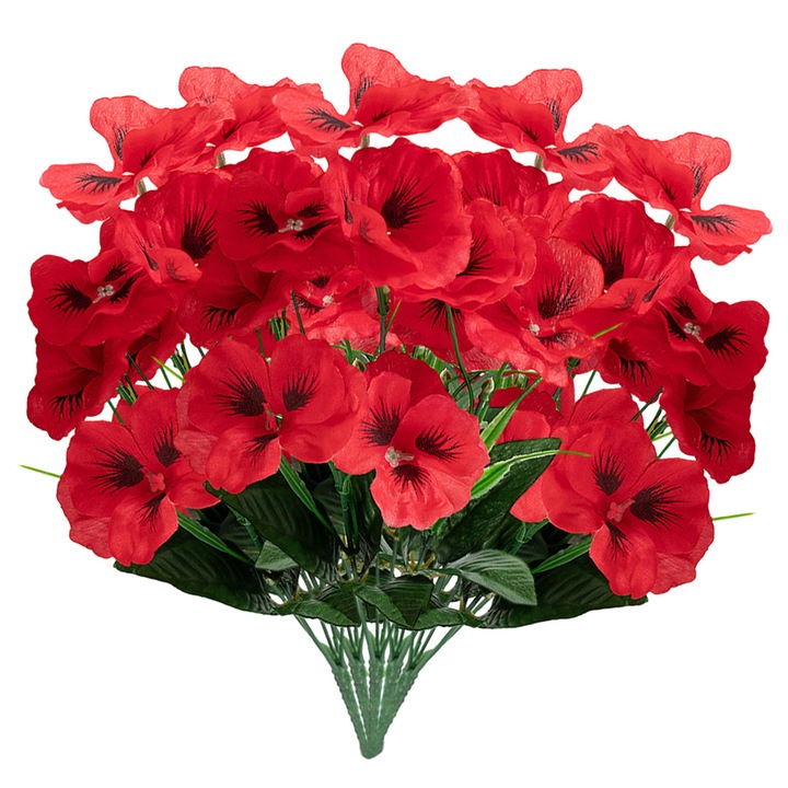 Set flori artificiale, 6 bucati, roz, galben, rosu, 36x15cm