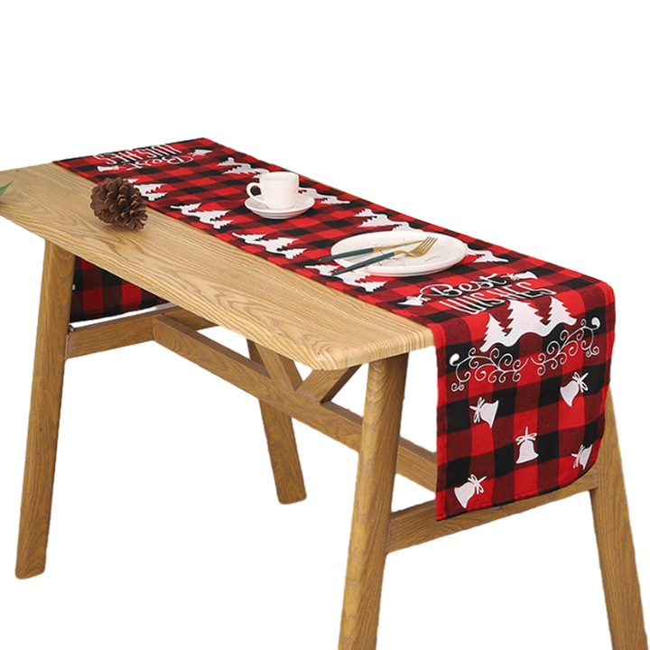 Napron de masa de Craciun, material textil, 180x31cm, multicolor
