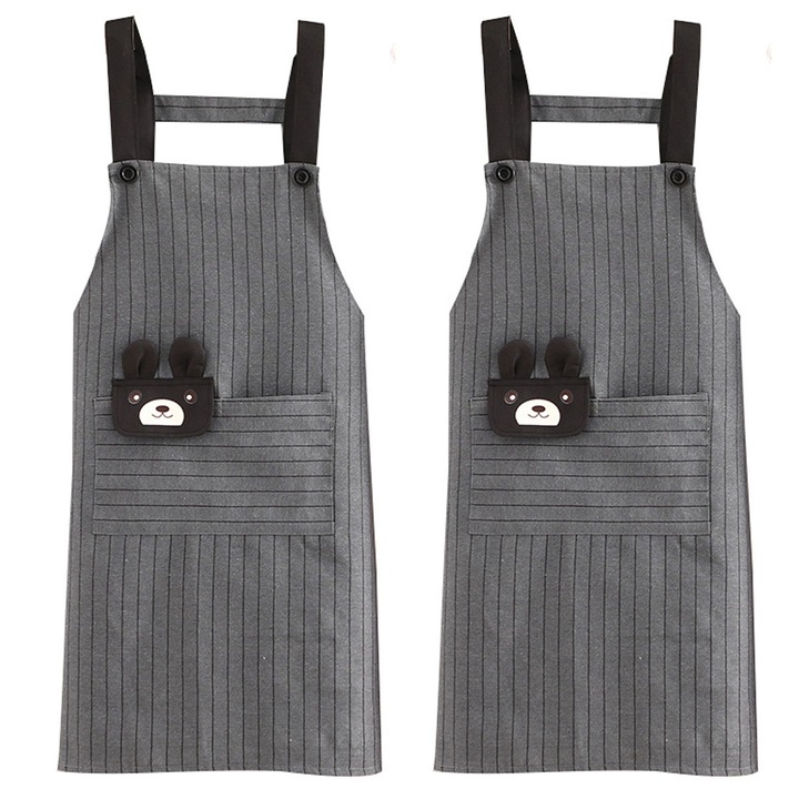 Set 2 sorturi bucatarie, bumbac, gri, 75x70cm