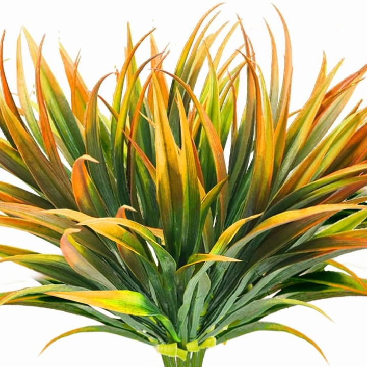 Set plante artificiale, 20 bucati, verde, galben, portocalie, 40x15cm