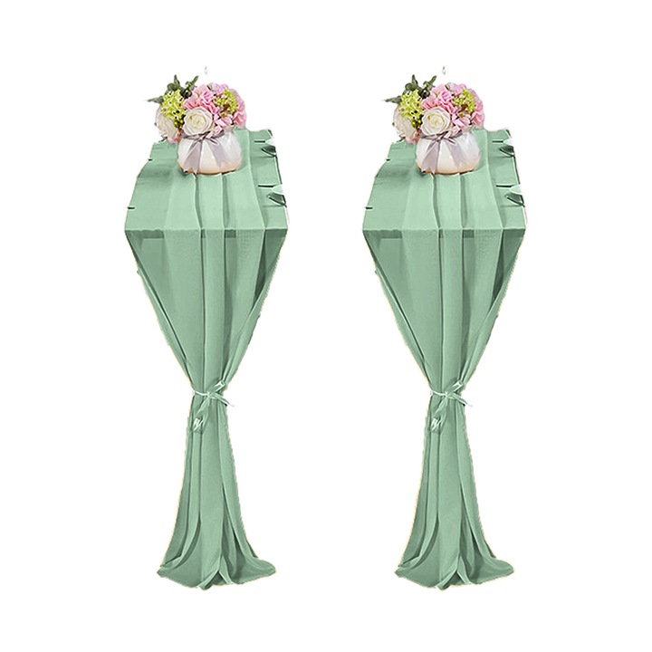 Asztalterítők, Jormftte, 2 darabos szett, 70x300cm, zöld/rózsaszín/kékeszürke/pezsgő