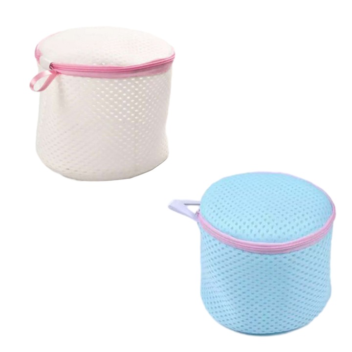 Комплект от 2 мрежести торби за пране за деликатно бельо с вътрешен протектор, за пране, 15x17 см, многоцветни