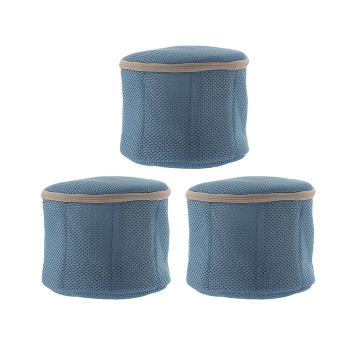 Комплект от 3 торби за пране на бельо с вътрешен протектор, Торби за пране, сини