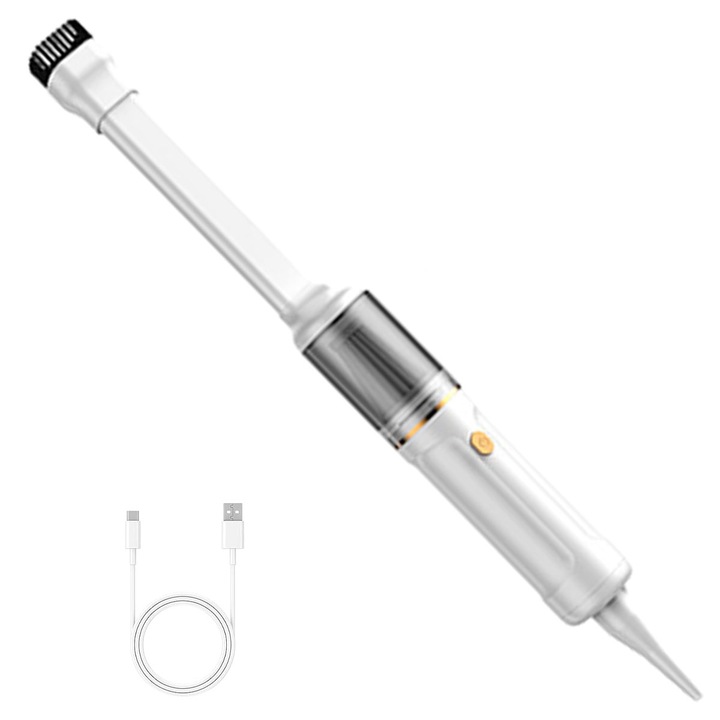 Aspirator auto portabil, set accesorii, alb, 52cm