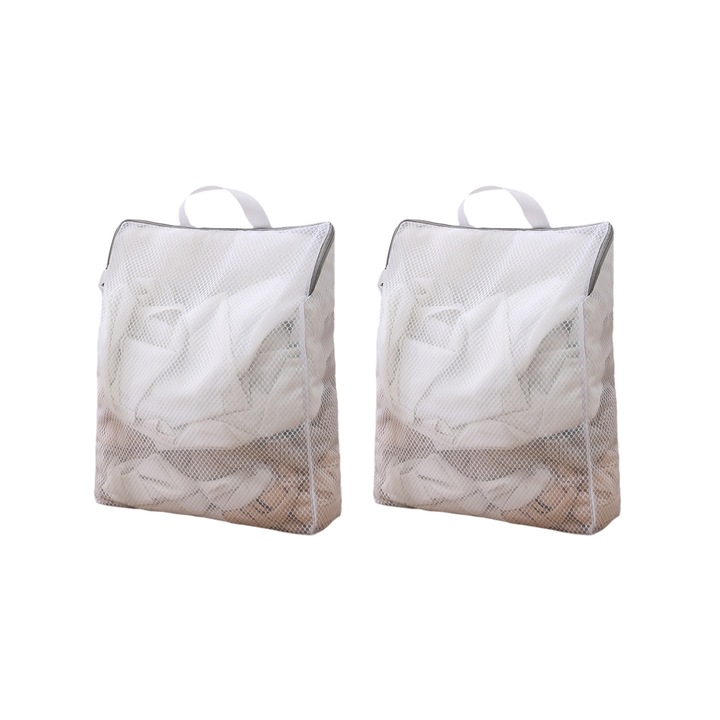 Комплект от 2 торби за пране с цип, прозрачни, 50x60 см