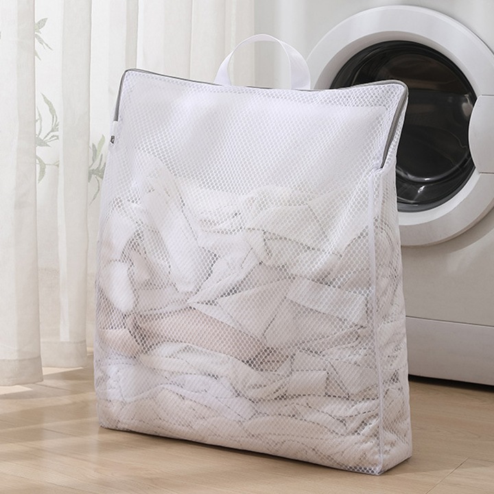 Комплект от 2 торби за пране с цип, Прозрачни, 50x60 см