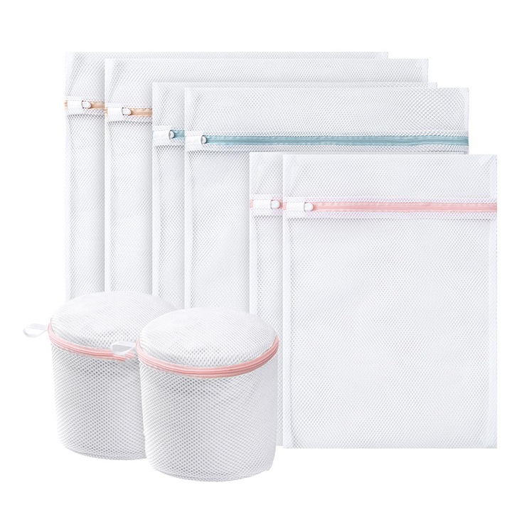 Set 8 Saci pentru Rufe, Multicolor, Diverse Dimensiuni (60x60cm, 60x50cm, 50x40cm, 40x30cm, 15x17cm, 22x35cm)