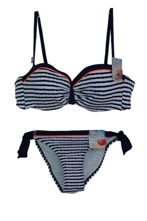 Costume de baie pentru dama, plaja cires, Art 2G823, set 2 piese, albastru/alb, Albastru | Alb