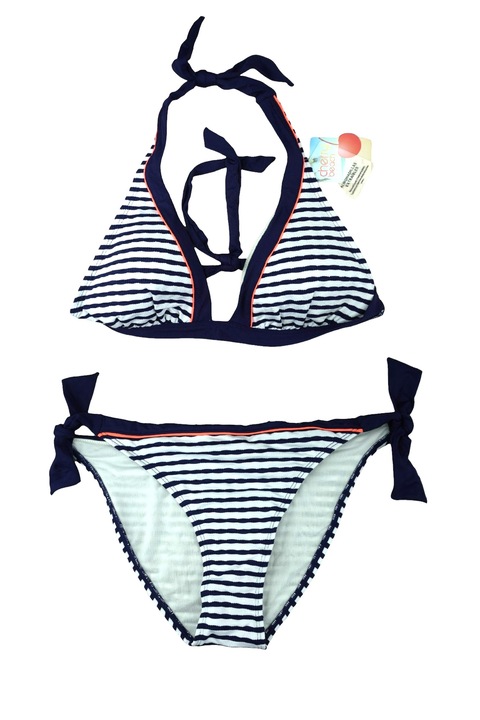 Costume de baie pentru dama, plaja cires, art 46823, set 2 piese, albastru/alb