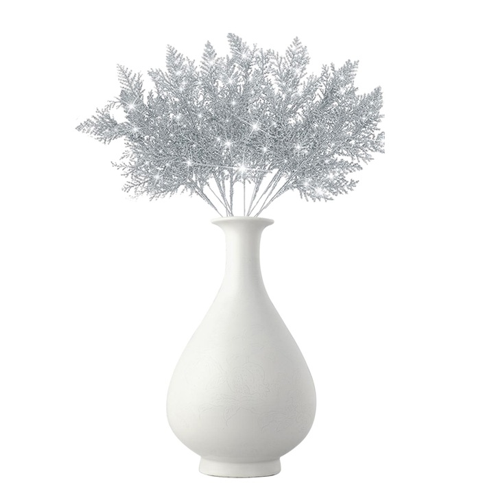 Set 20PCS ace de brad artificiale aurii, argintii si verzi, 34cm