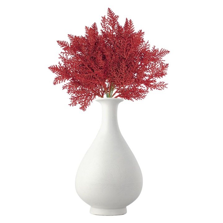 Set 20 ace de brad artificiale, rosu, 34cm, fara vaza inclusa