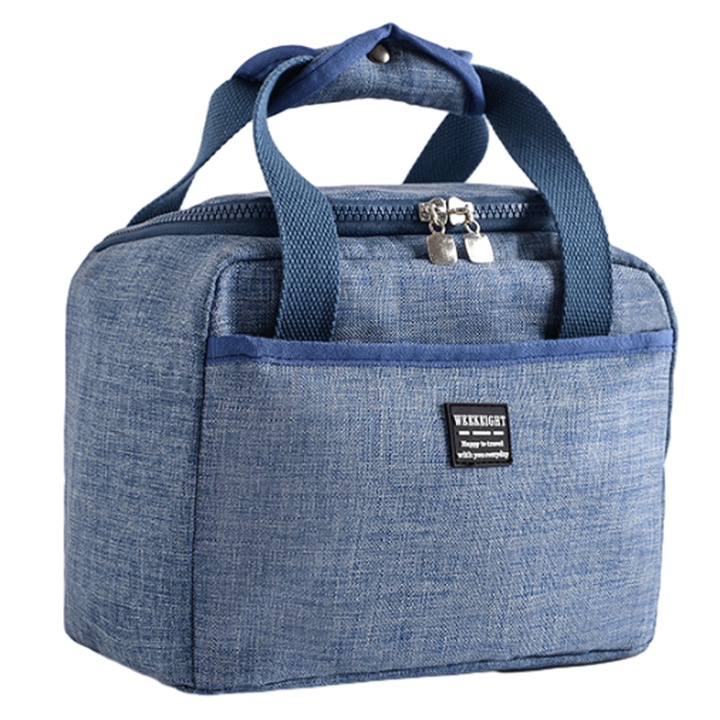 Geanta termo-izolanta bento, albastru, 24x14x17cm, impermeabila, cu buzunar