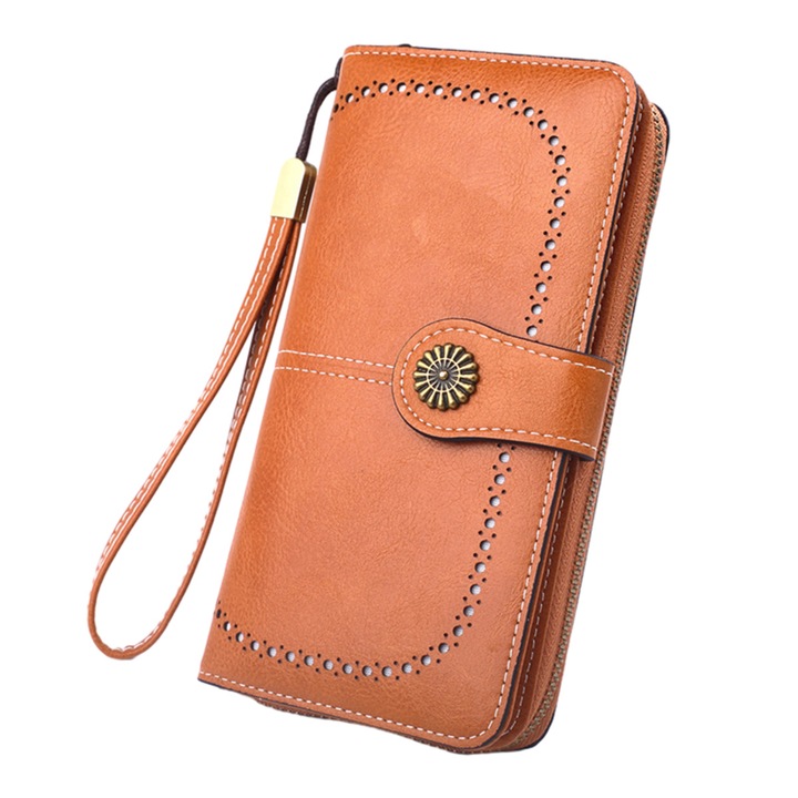 Portofel PU, 19.5x3.5x10, Maro, 19.5x3.5x10.5cm