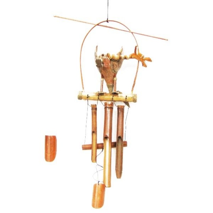 Dekoráció Szélcsengő, Sárkány, Bambusz, 50 cm, Barna