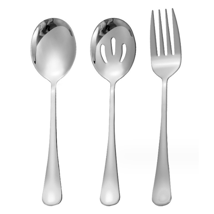 Set 6 tacamuri, Inox, 2 linguri, 2 linguri cu sloturi, 2 furculite, 8.66x2.0in, Argintiu