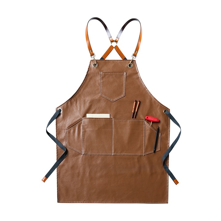 Sort bucatarie si gratar, piele ecologica, impermeabil, maro, 75x60cm