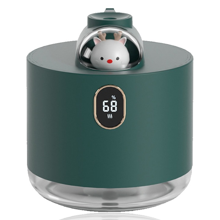 Umidificator cu ultrasunete, model ren, 500 ml, ceata rece, oprire automata, verde