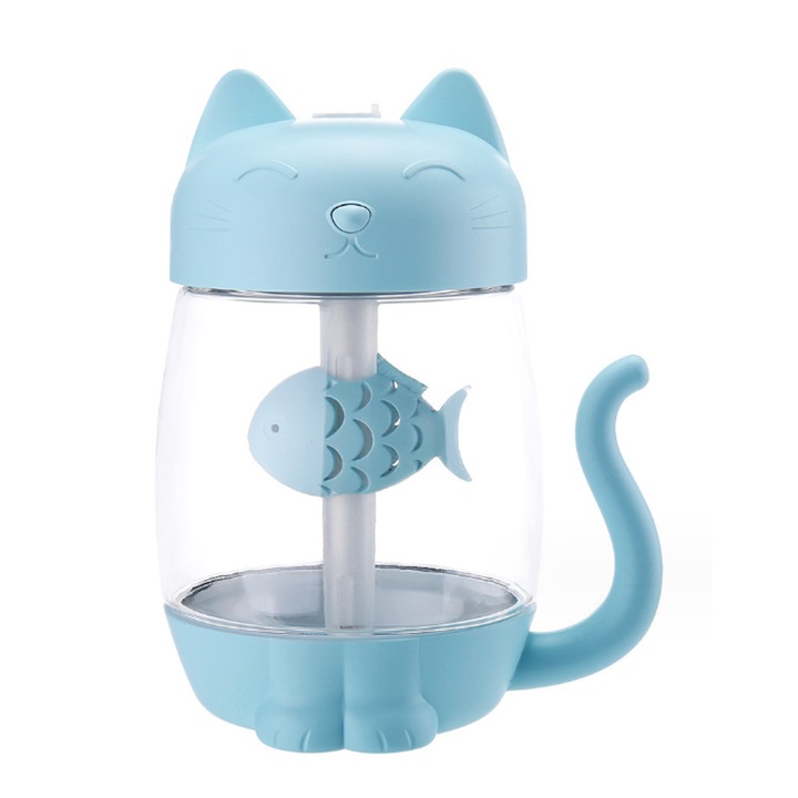 USB párásító, 350ml, 83x107x136mm, kék