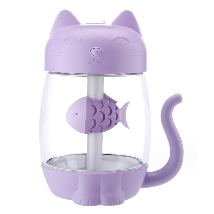 USB párásító, 350ml, 83x107x136mm, lila