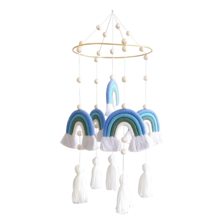 Mobilier suspendat curcubeu macrame decor camera copilului multicolor