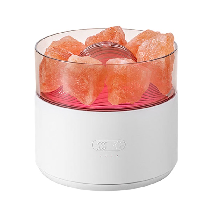 Difuzor de aroma 2 in 1, lampa de sare, lumini colorate, 200ml, alb, 133x133x124mm