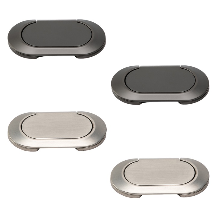 Set 4 Manere usa, zinc, argintiu si gri, 73x38x5mm, distanta intre gauri 64mm