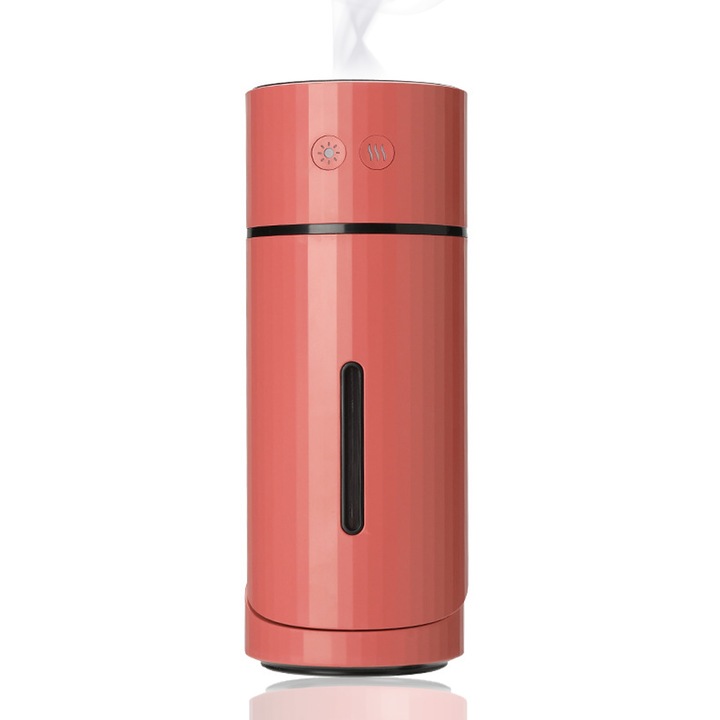 Hordozható párásító színes éjszakai fényekkel, piros, 72x72x185 mm, 200 ml