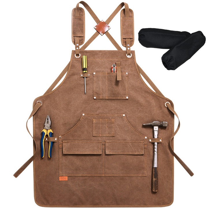 Sorturi bucatarie si gratar, bumbac canvas, buzunare mari, reglabil, marimi M-XXL, set 2 bucati