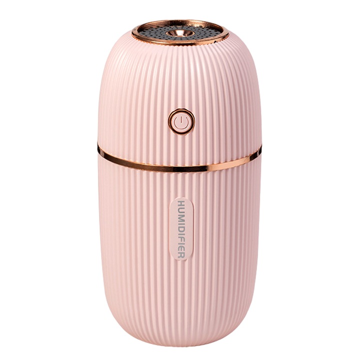 Hordozható párásító színes éjszakai fényekkel, 300 ml, rózsaszín, 151,3x78,6 mm