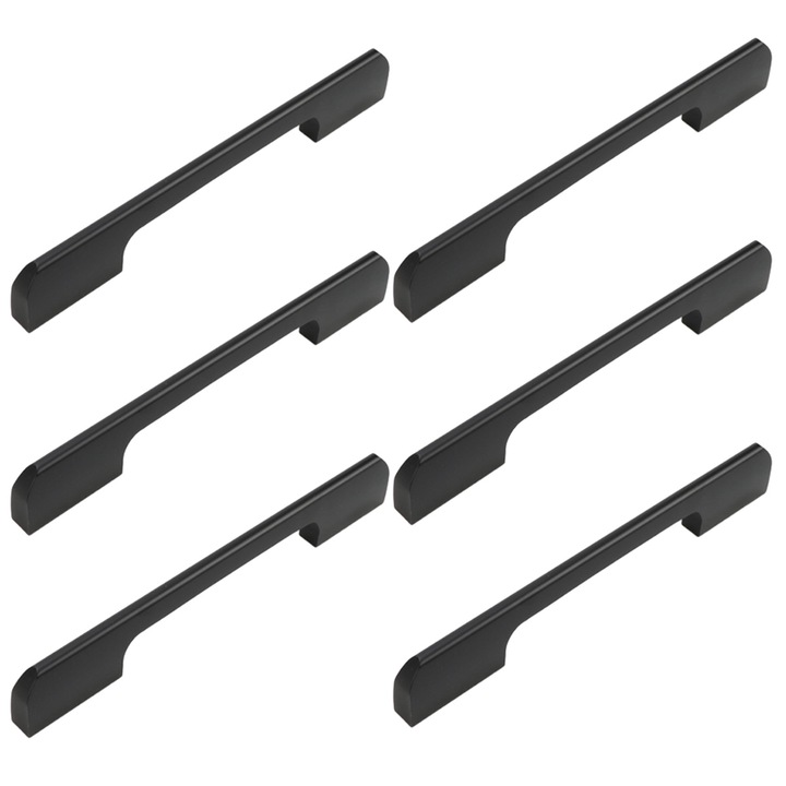 Set 6 Manere pentru Mobila, Aliaj de Aluminiu, Negru