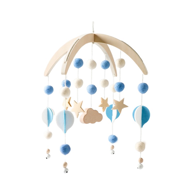 Ágycsengő gyerekeknek, QttvbTna, plüss, 42 x 26 cm, bézs/kék