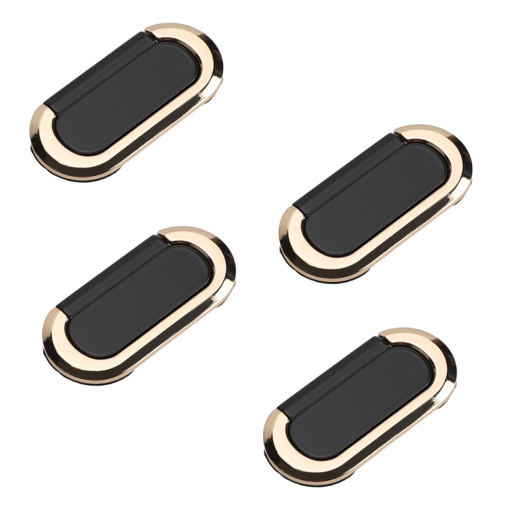 Set 4 Manere usa, aliaj de zinc, negru, 74x35x7mm, distanta intre gauri 64mm