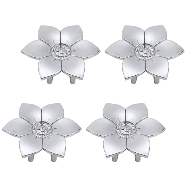 4 db félkör alakú fogantyú készlet bútorokhoz, alumínium ötvözet, ezüst, rögzítőcsavarokkal