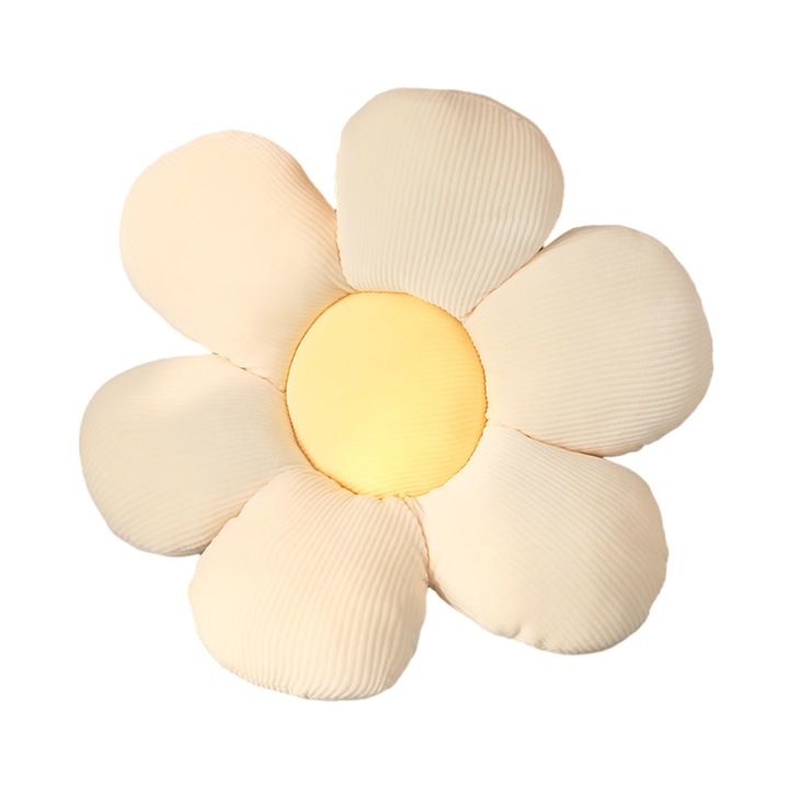 Perne decorative, Flori, set 1 perna, galben, 40x40cm, catifea elastica/puf de bumbac