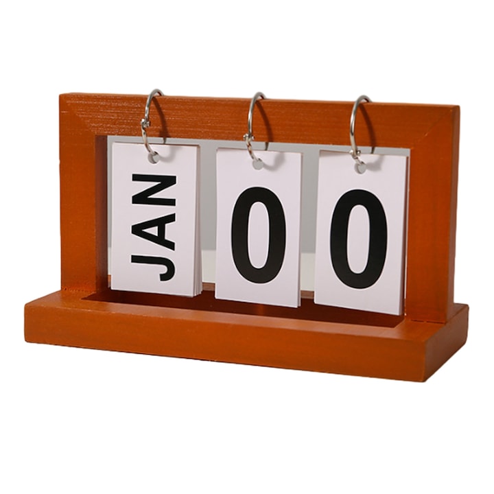 Calendar de birou perpetuu din lemn, stil retro, decorativ, Stil 4
